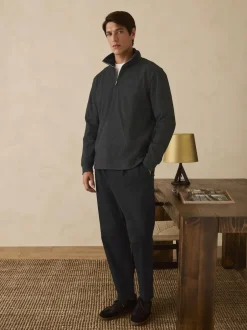 Next Long Sleeve Quarter Zip Jumper Black Check Sale