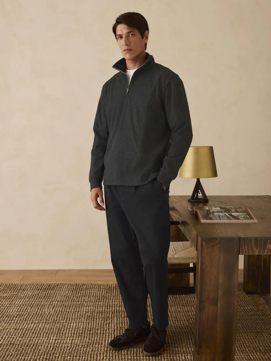 Next Long Sleeve Quarter Zip Jumper Black Check Sale