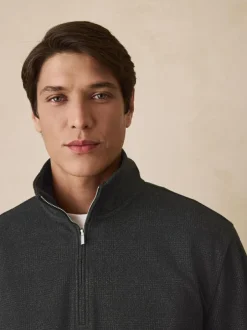 Next Long Sleeve Quarter Zip Jumper Black Check Sale