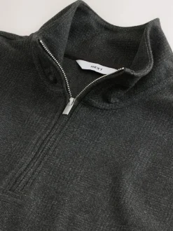 Next Long Sleeve Quarter Zip Jumper Black Check Sale