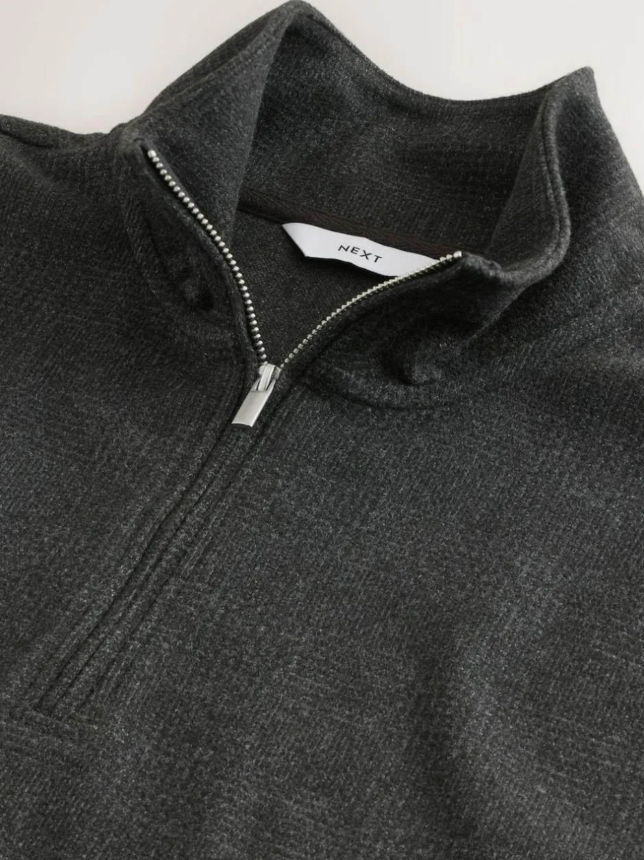 Next Long Sleeve Quarter Zip Jumper Black Check Sale