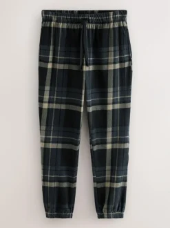 Next Textured Cosy Motionflex Cuffed Pyjamas Set Black Check Hot