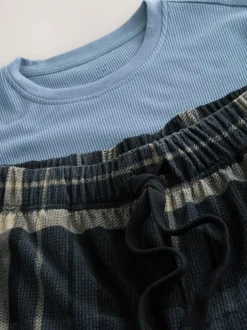 Next Textured Cosy Motionflex Cuffed Pyjamas Set Black Check Hot
