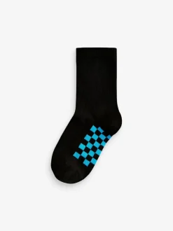 Next Black Checkerboard Cotton Rich Socks 7 Pack Clearance