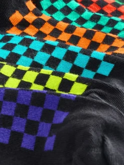 Next Black Checkerboard Cotton Rich Socks 7 Pack Clearance