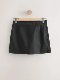 Next Black Coated Denim Mini Skirt Outlet