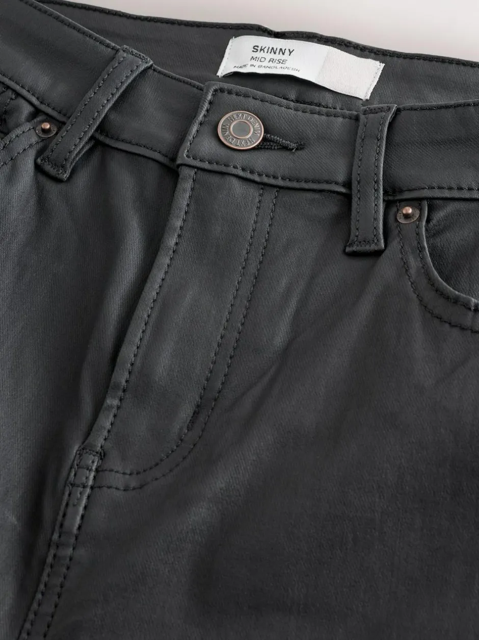 Next Coated Denim Skinny Jeans Black Online