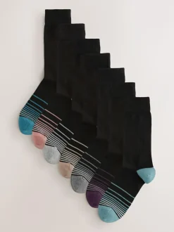 Next Black Colour Ombre 7 Pack Mens Cotton Rich Socks