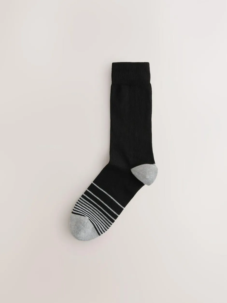 Next Black Colour Ombre 7 Pack Mens Cotton Rich Socks