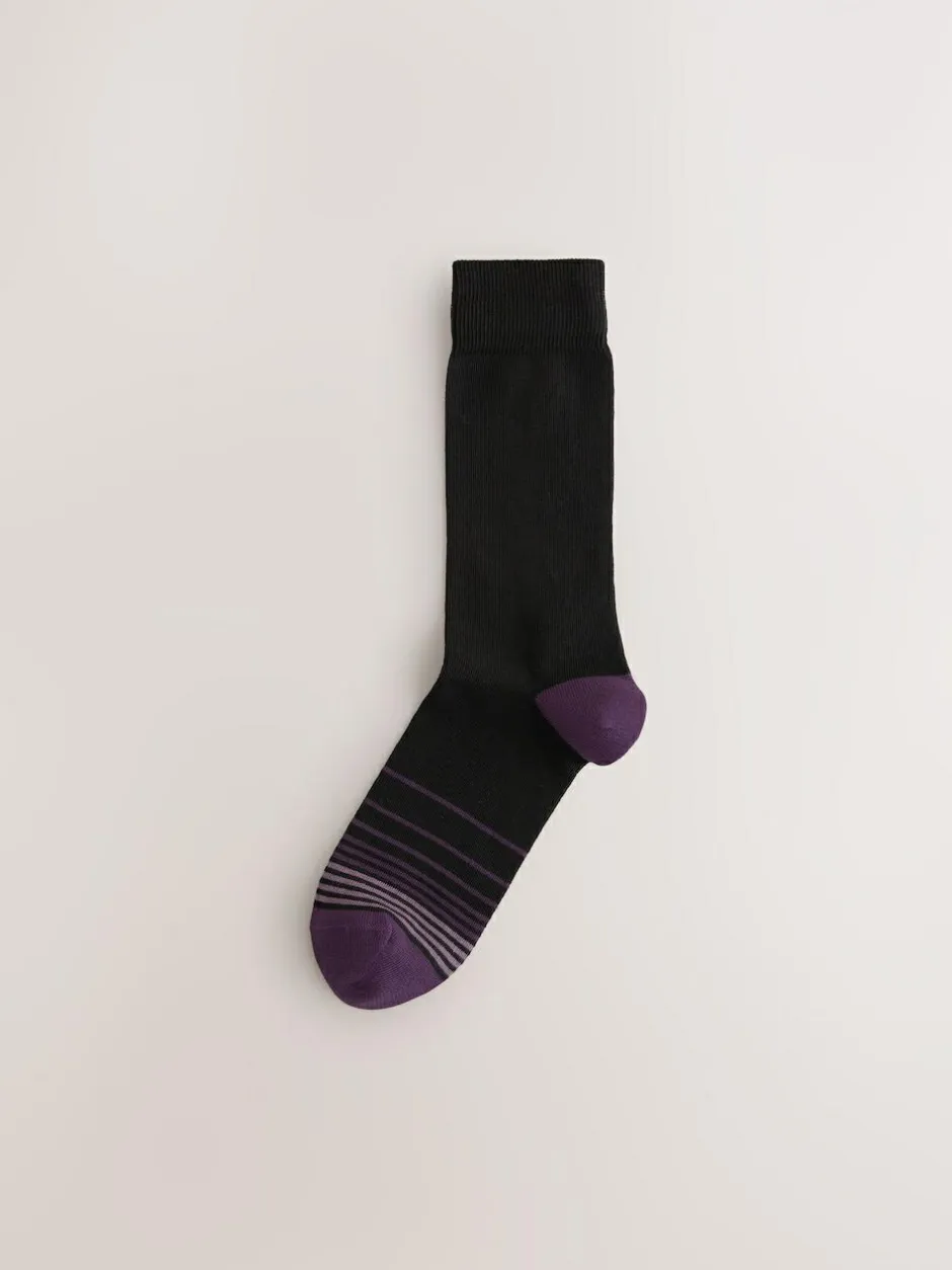 Next Black Colour Ombre 7 Pack Mens Cotton Rich Socks