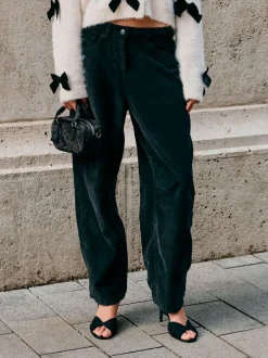 Next Cord Barrel Leg Trousers Black Best