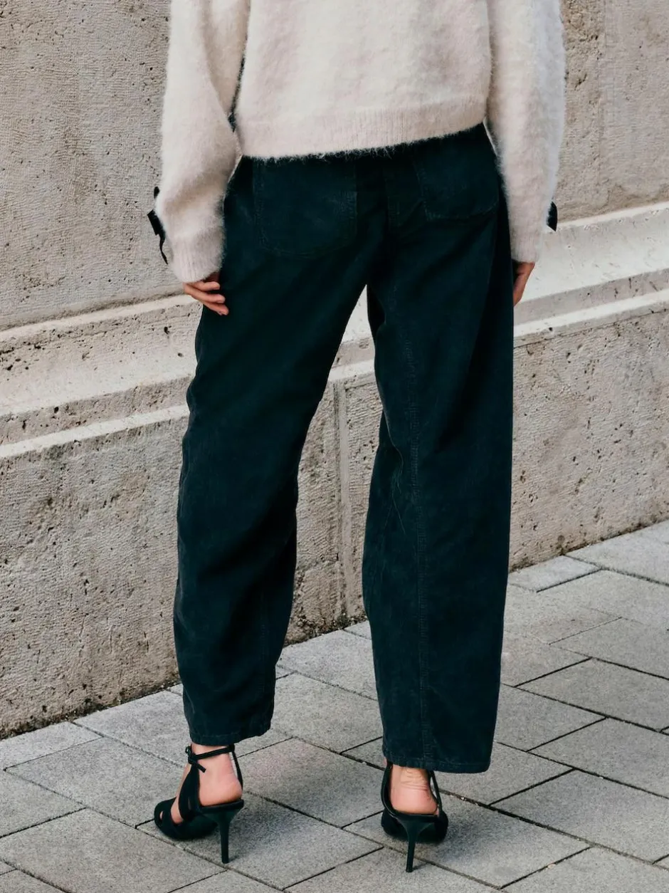 Next Cord Barrel Leg Trousers Black Best