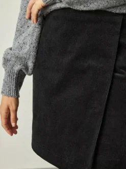 Next Corduroy Mini Wrap Skirt Black Outlet