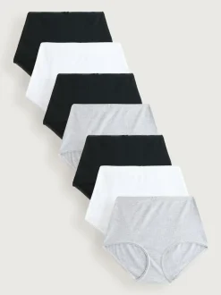 Next Black Cotton Rib Knickers 7 Pack Outlet