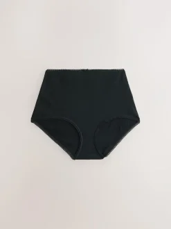 Next Black Cotton Rib Knickers 7 Pack Outlet