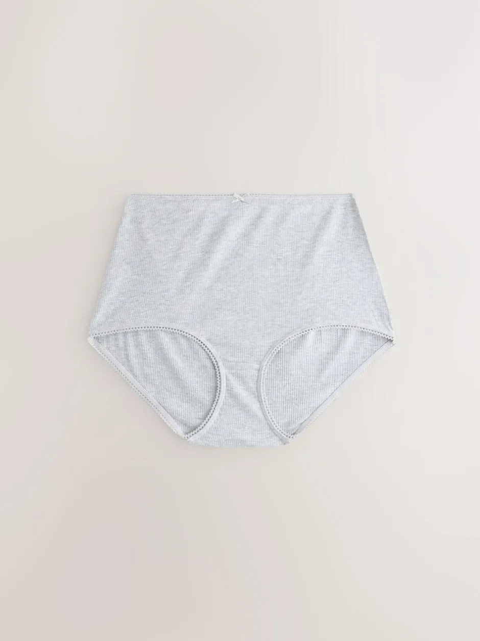 Next Black Cotton Rib Knickers 7 Pack Outlet