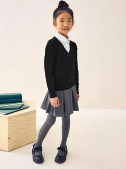 Next Black Cotton Rich School V-Neck Cardigan (3-16yrs) Sale