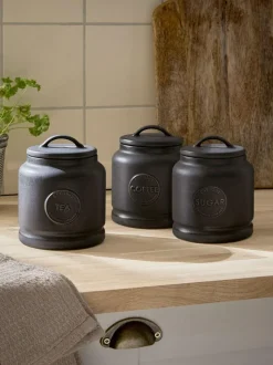 Next Country Badge Set of 3 Storage Jars Black Best