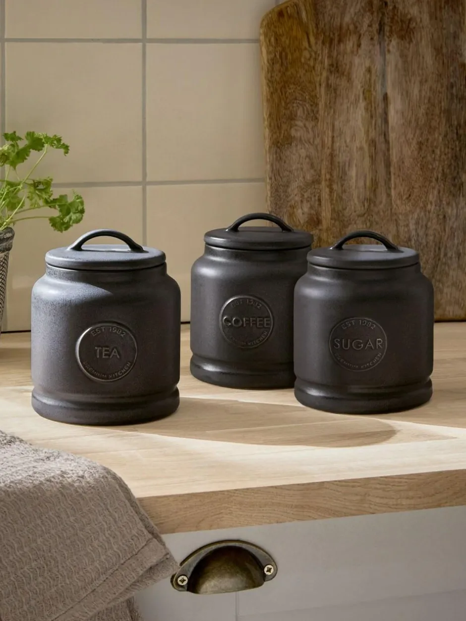 Next Country Badge Set of 3 Storage Jars Black Best
