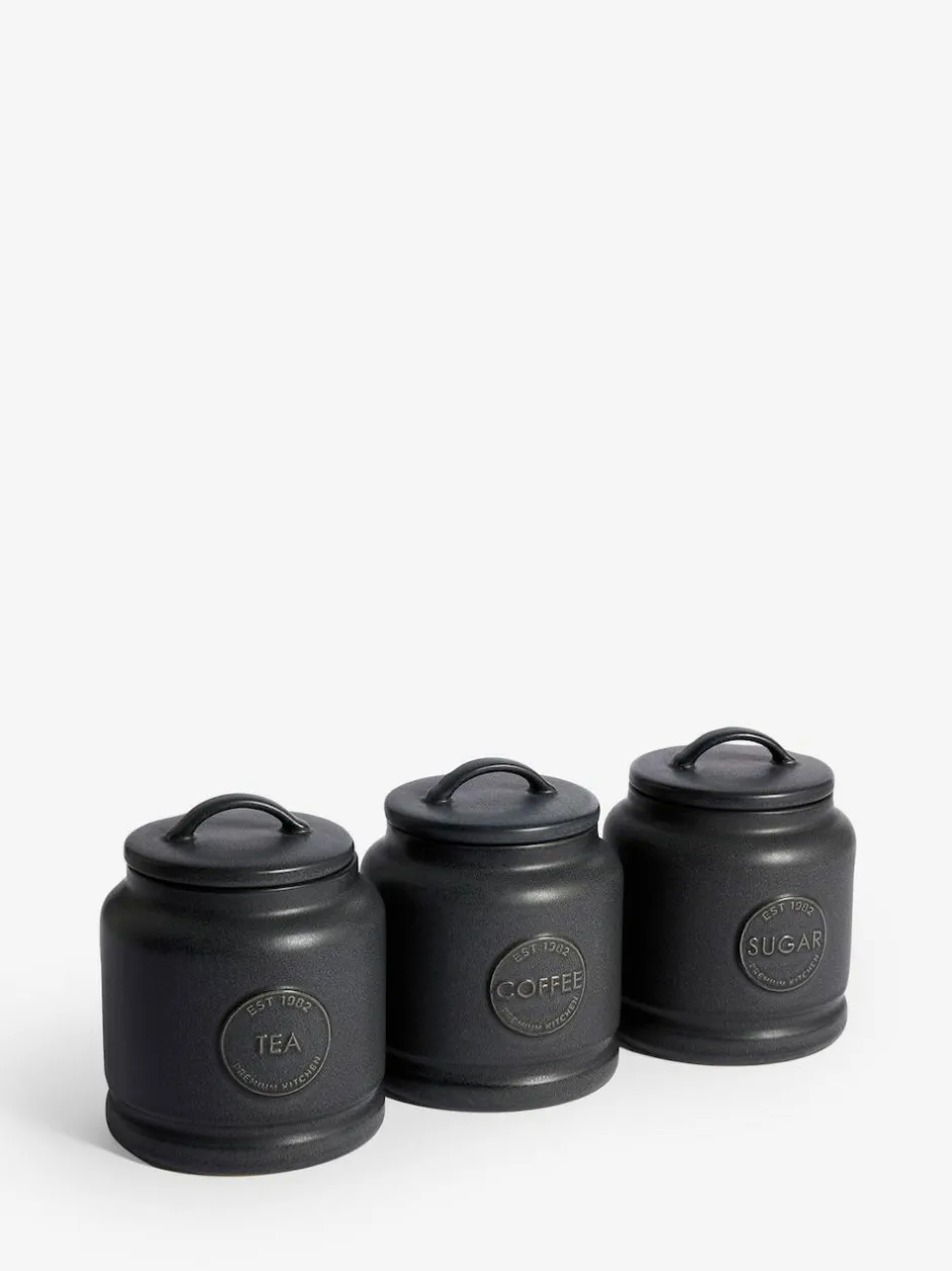 Next Country Badge Set of 3 Storage Jars Black Best