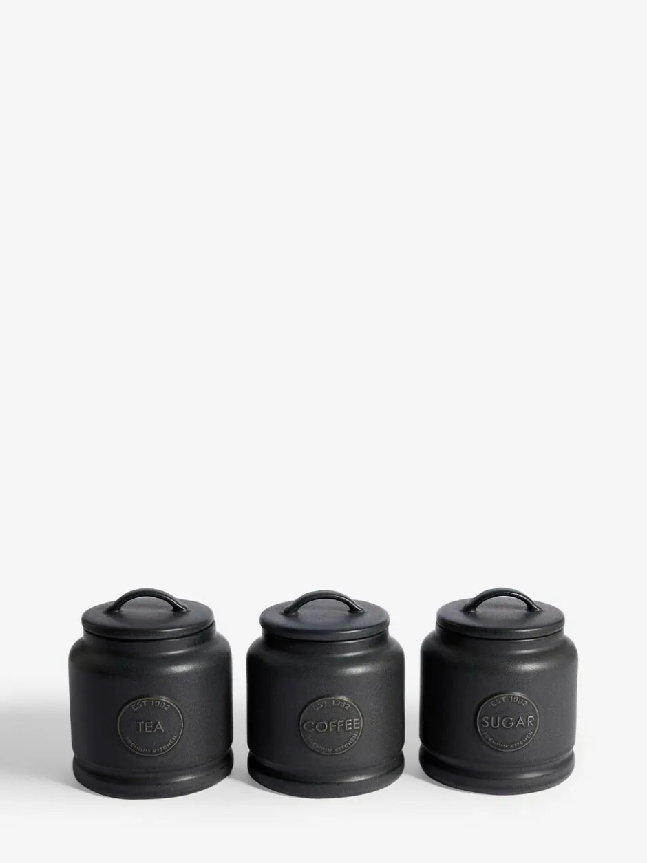 Next Country Badge Set of 3 Storage Jars Black Best