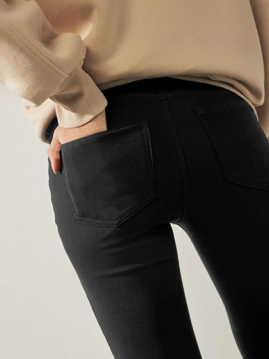 Next Black Cropped Denim Jersey Leggings New