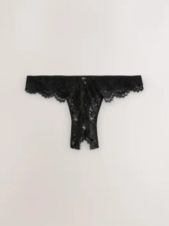 Next Crotchless Thong Lace Knickers Black Hot