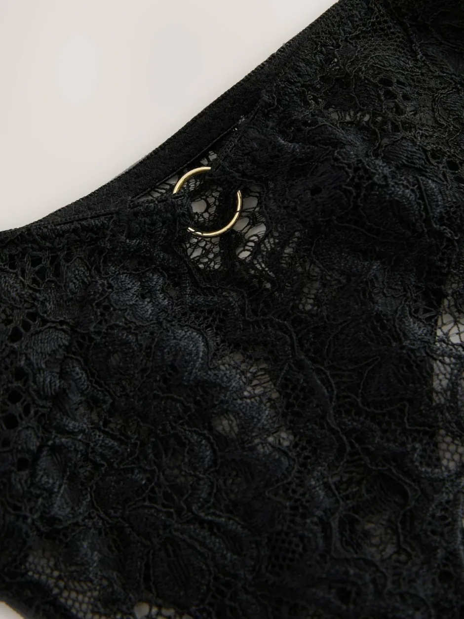 Next Crotchless Thong Lace Knickers Black Hot