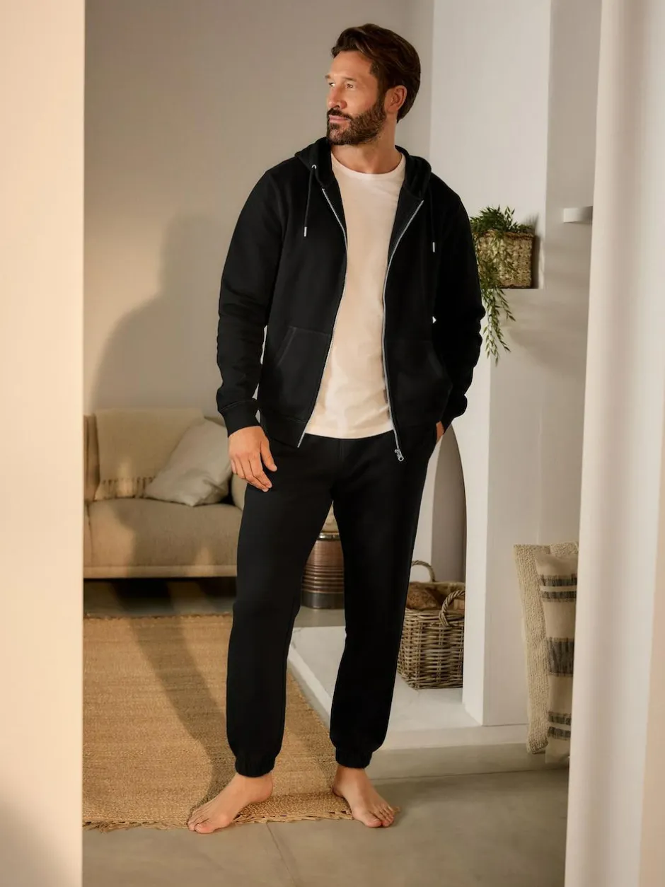 Next Cuffed Brushback Heavyweight Open Joggers Black New