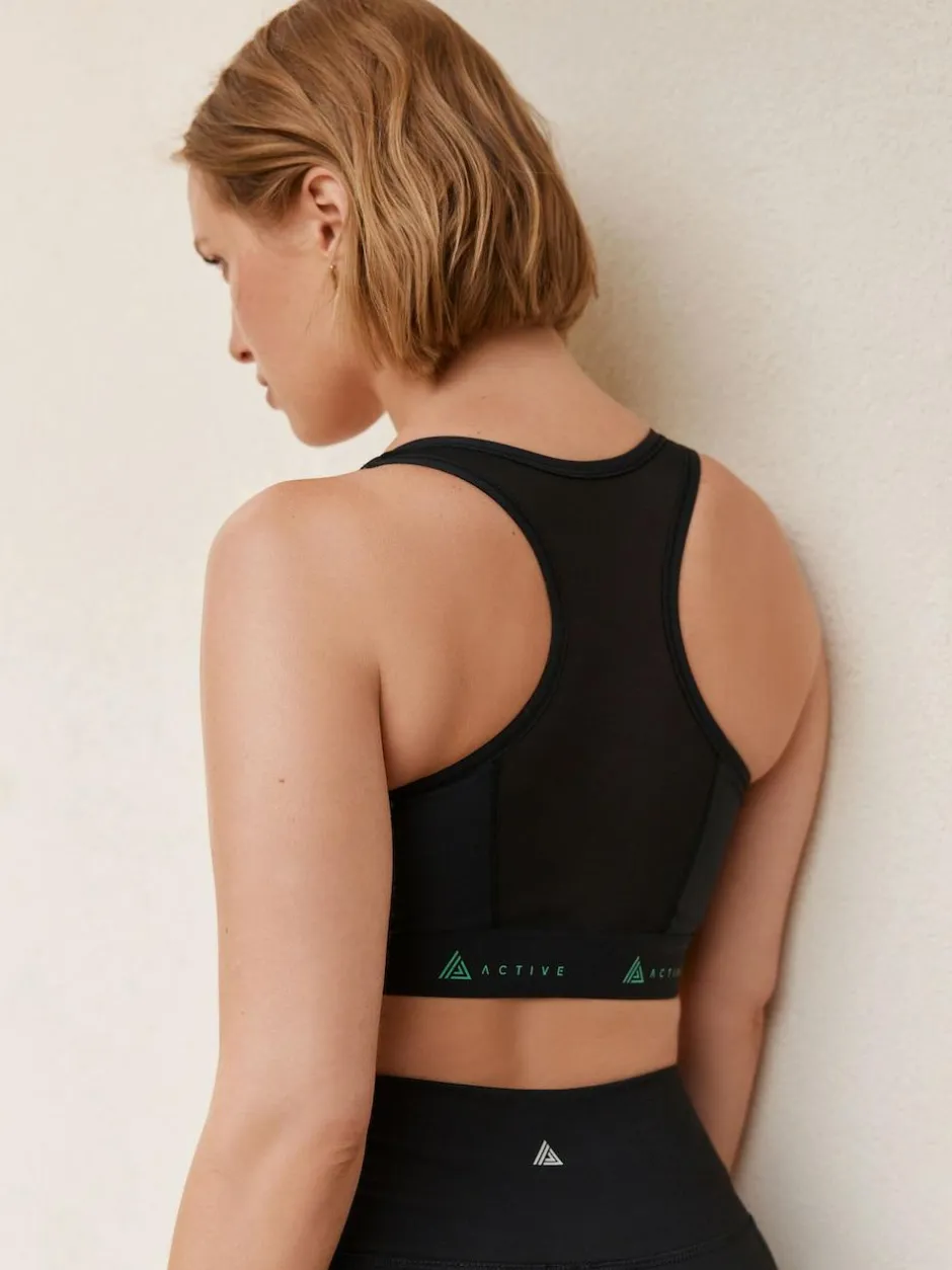 Next DD+ Active Sports Zip Front Dry Tech High Impact Bra Black Discount