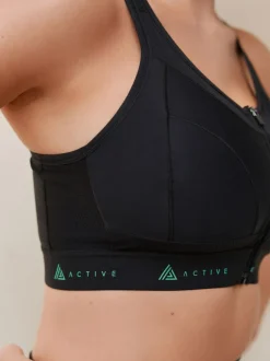 Next DD+ Active Sports Zip Front Dry Tech High Impact Bra Black Discount