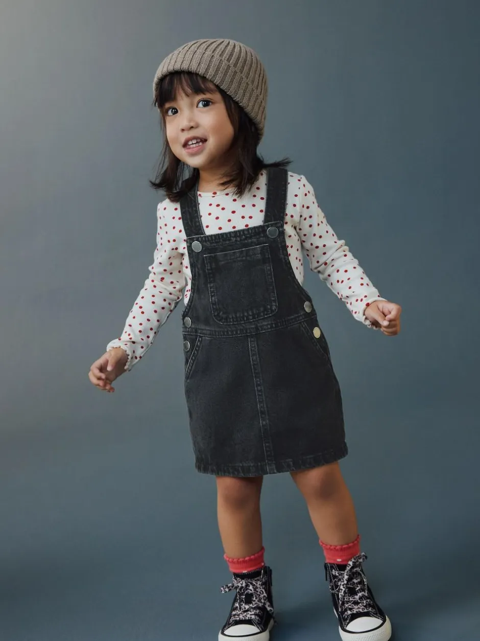 Next Denim Pinafore Dress (3mths-8yrs) Black Hot