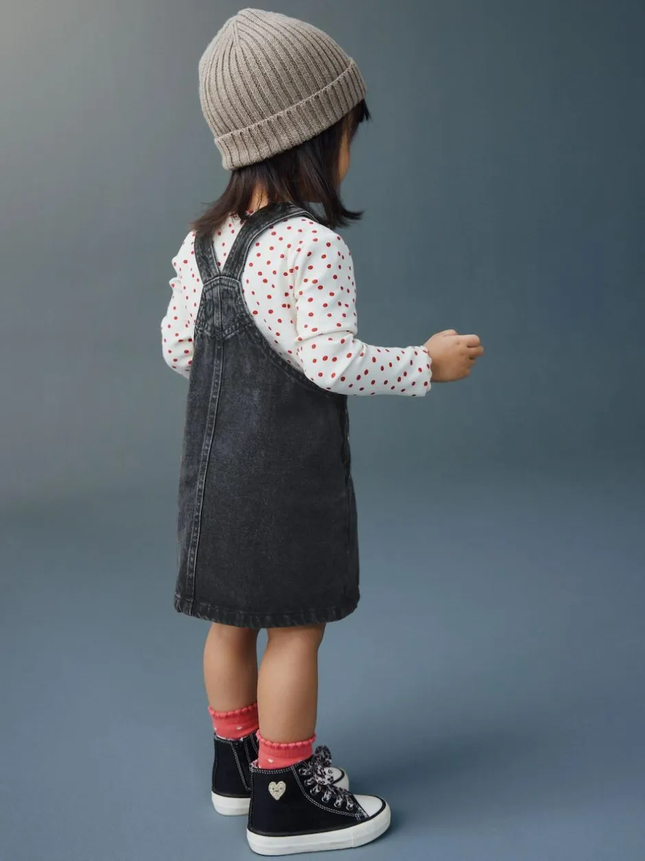 Next Denim Pinafore Dress (3mths-8yrs) Black Hot