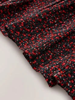 Next Smocked Frill Sleeve Dress (3-16yrs) Black Ditsy