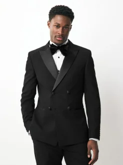 Next Black Double Breasted Tuxedo Suit Jacket New