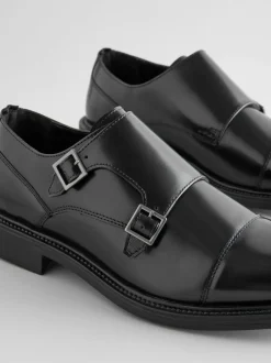 Next Black Double Monk Shoes Sale