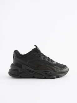 Next Elastic Lace Trainers Black Hot