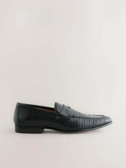 Next Embossed Leather Loafers Black Best