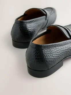 Next Embossed Leather Loafers Black Best