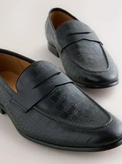 Next Embossed Leather Loafers Black Best