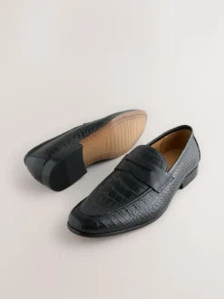 Next Embossed Leather Loafers Black Best