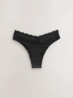 Next Extra High Leg Cotton Lace Knickers 4 Pack Black Online