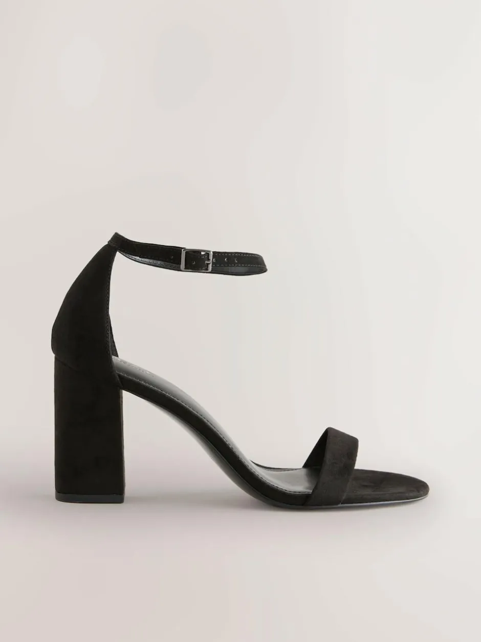 Next Extra Wide Fit Block Heel Sandals Black Sale