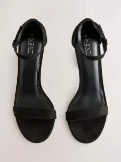 Next Extra Wide Fit Block Heel Sandals Black Sale