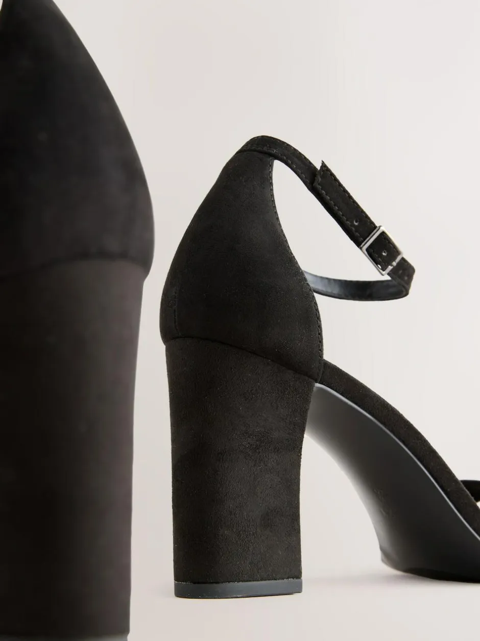 Next Extra Wide Fit Block Heel Sandals Black Sale