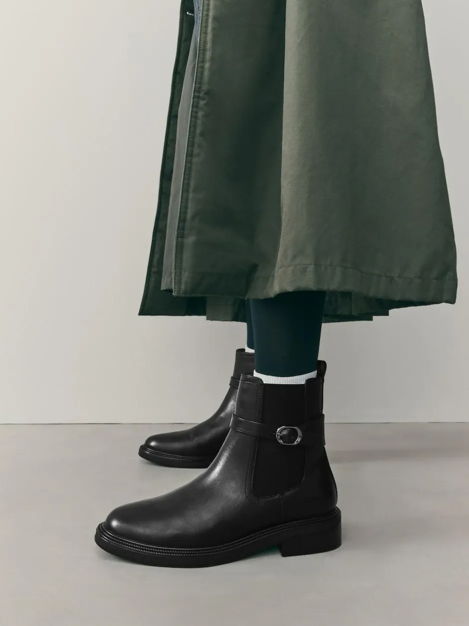 Next Black Extra Wide Fit Buckled Chelsea Boots Sale