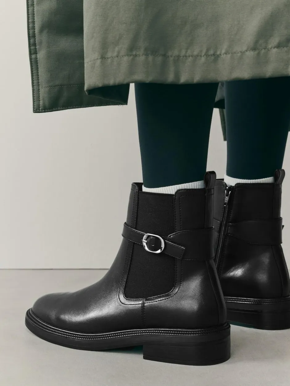 Next Black Extra Wide Fit Buckled Chelsea Boots Sale