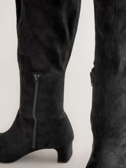 Next Black Extra Wide Fit Forever Comfort® Chisel Toe Knee Sock Boots Sale