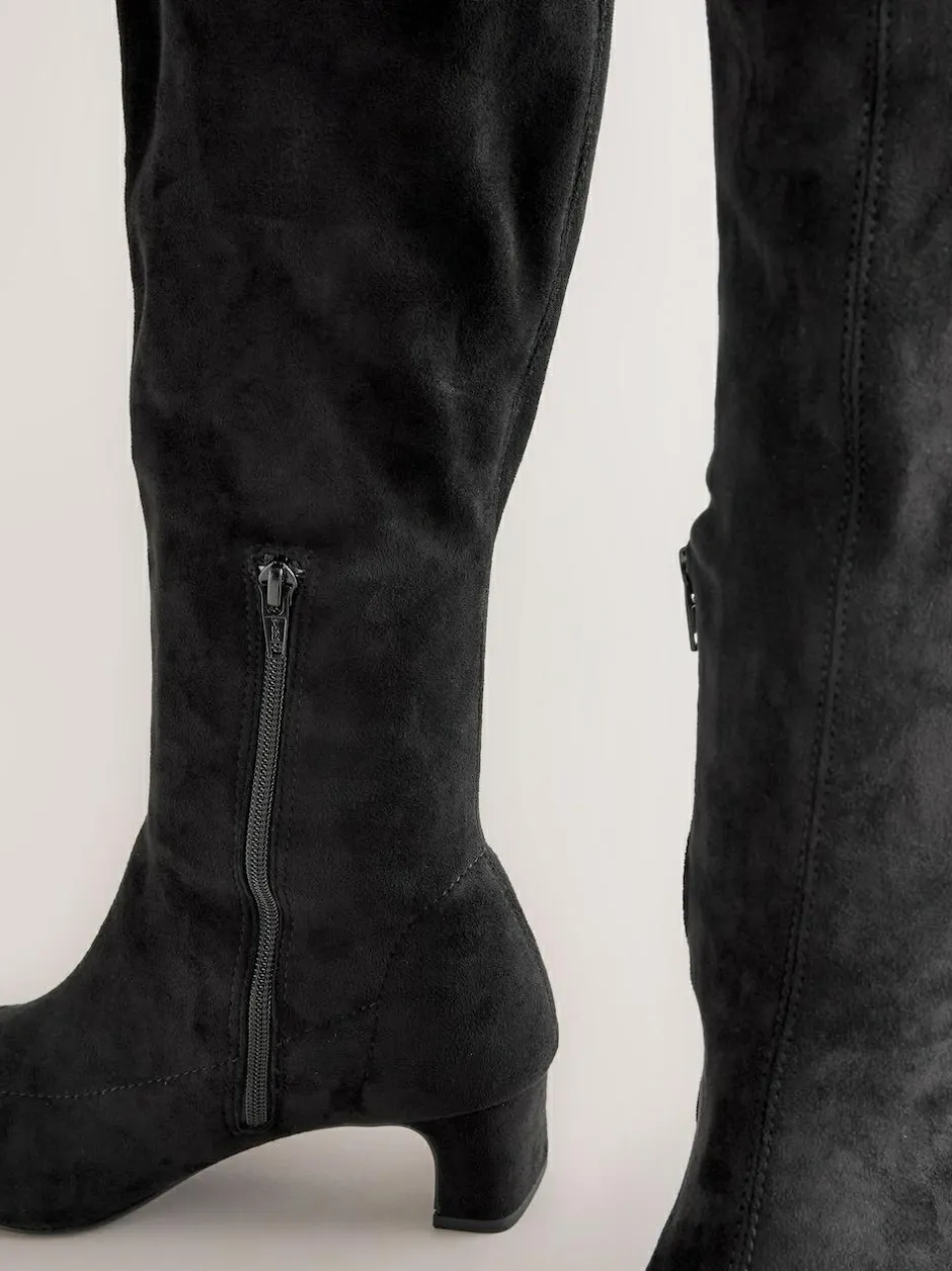 Next Black Extra Wide Fit Forever Comfort® Chisel Toe Knee Sock Boots Sale