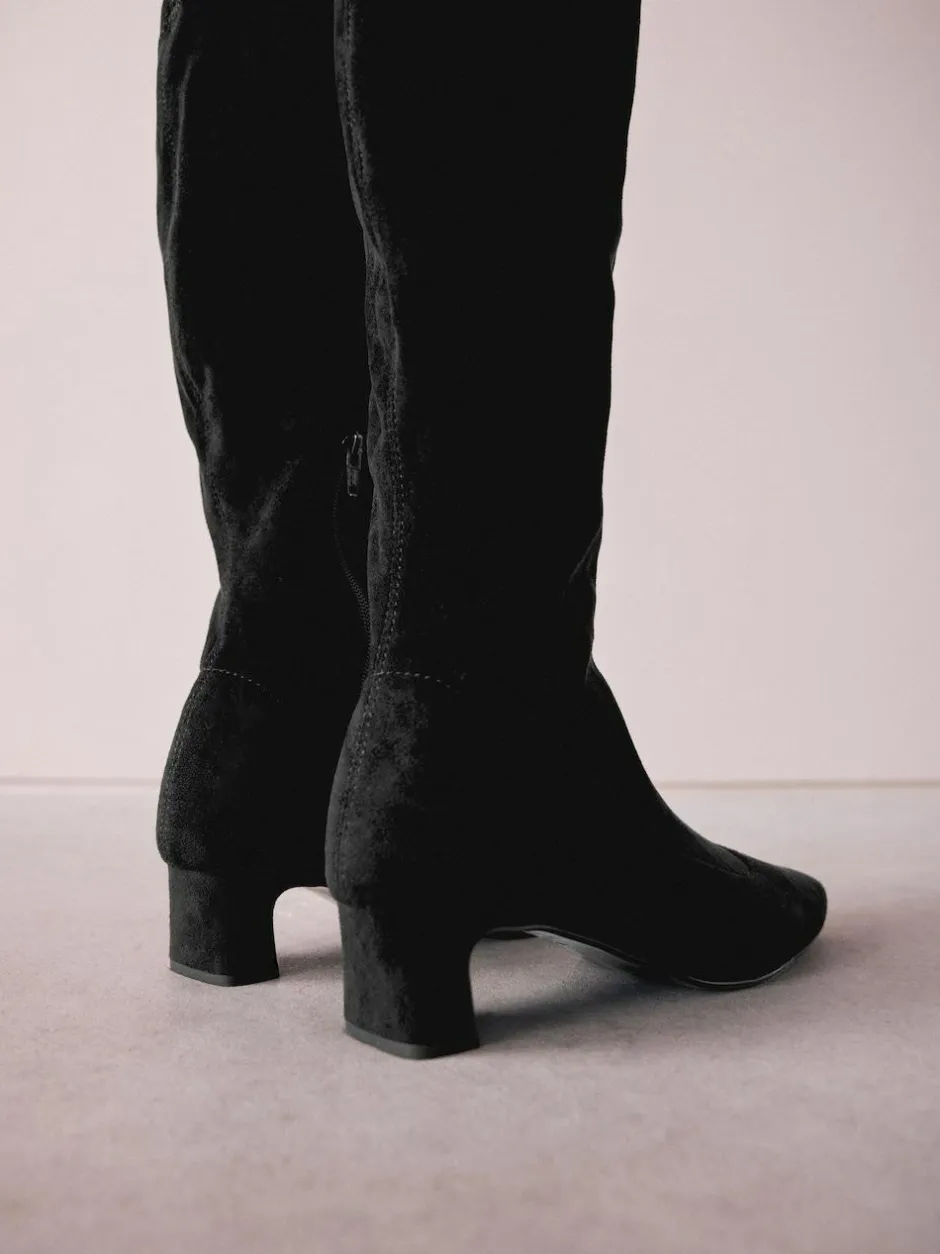 Next Black Extra Wide Fit Forever Comfort® Chisel Toe Knee Sock Boots Sale